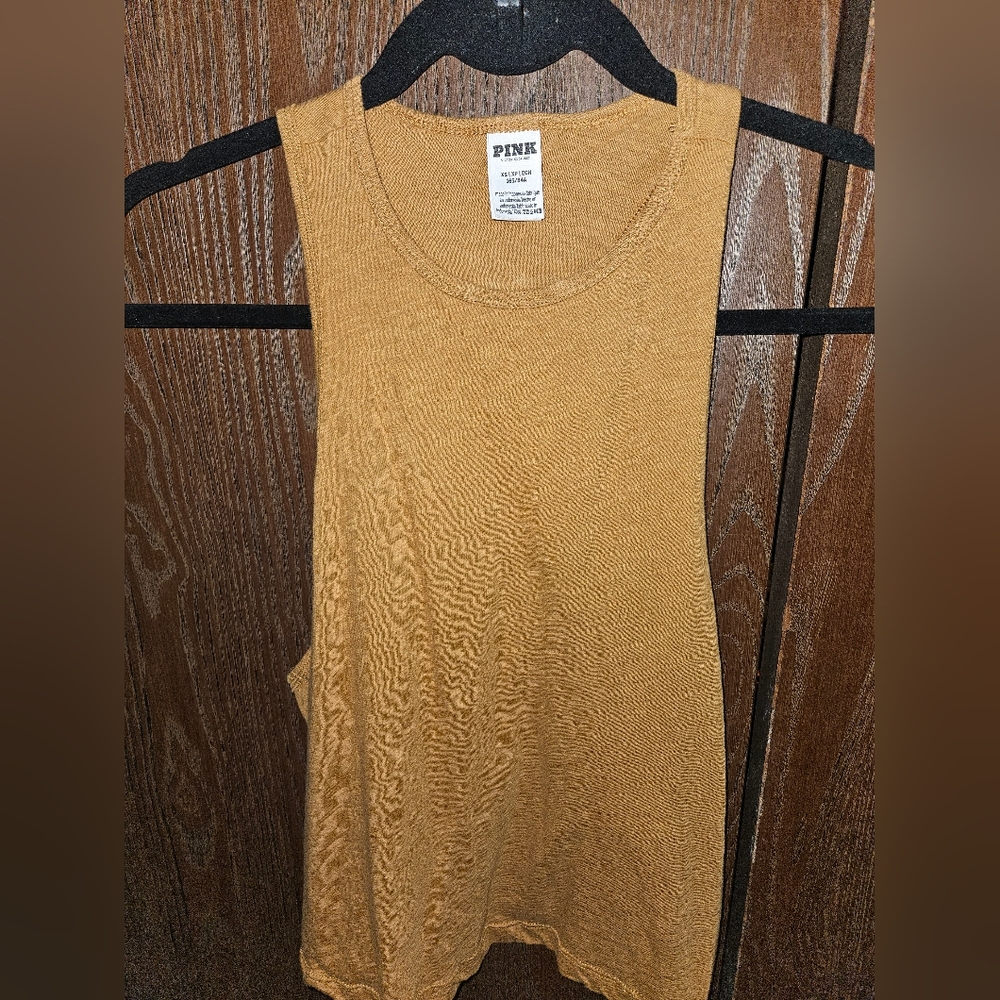 NWOT PINK Victoria's Secret Pink Sports Club Dark Burnt Gold Racerback